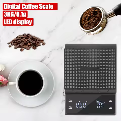 Auto Timer g/oz/ml High Precision Digital Coffee Kitchen Weight Scale Rechargeable Type-C 3KG/0.1g L