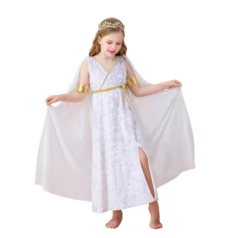 Teen Ancient Greek Toga Goddesses Costume Outfit Halloween Floral Sleeveless Toga Greece Roman Princ