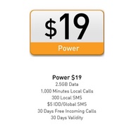 M1 Prepaid Power $19 | 2.5GB Data + $5 IDD + 1,000 Mins + 300 SMS | 180 Days / Top Up / Recharge / R