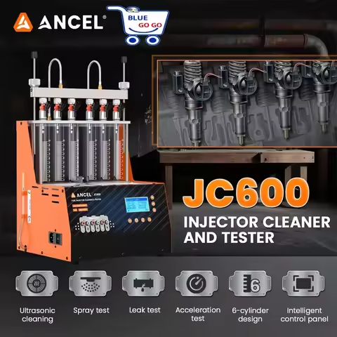 ANCEL JC600 6-Cylinder PFI GDI Piezo Fuel Injector Cleaner Tester Ultrasonic Nozzle Cleaning Machine