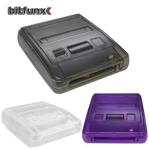 Bitfunx SFC Replacement Case Transparent Box For Super Famicom Console Super NES Game Console
