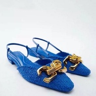 Blue Single Shoes Women zara Women's Shoes Muller Shoes All-Match Fashion Fairy Baotou Sandals Buckle Fashion Sandals Women