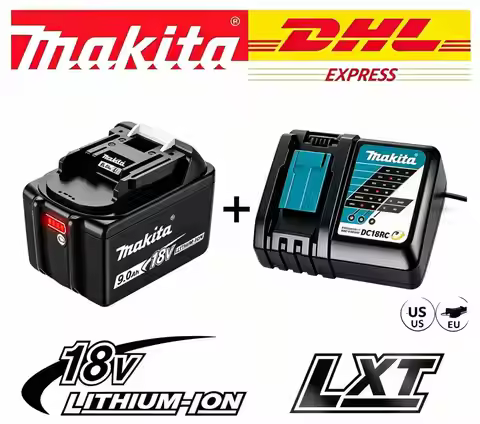 Genuine Makita 18V 6.0Ah battery with charger set for Makita 18V power tool DDF487 DTW700 GBA404 DUC