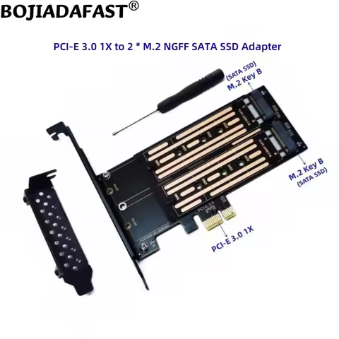PCI Express X1 PCI-E 3.0 1X To Dual 2 M.2 NGFF B-Key 2280 22110 M2 SATA SSD Adapter Card