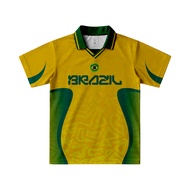 BRAZIL Fantasy Jersey Casual Sporty Collar Unisex Retro Vintage Sportswear