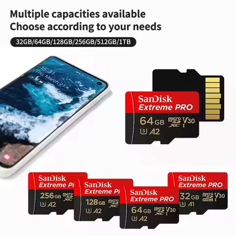 Sandisk A2 U3 V30 C10 High-Speed ​​Micro SD Card, 200MB/s high-speed memory card, capacities 256GB, 