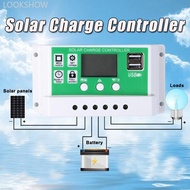 LOOKSHOW 10A/20A/30A 12V 24V Solar Charge Controller Lithium Battery LCD Display PWM r Dual USB Sola