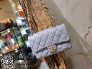 Chanel Grey Flap Bag 22 with Adjustable 灰 小金柱 調節扣 風琴包