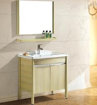 FUO衛浴: 80公分 合金櫃體 陶瓷盆浴櫃組(含鏡子) T9007 預訂