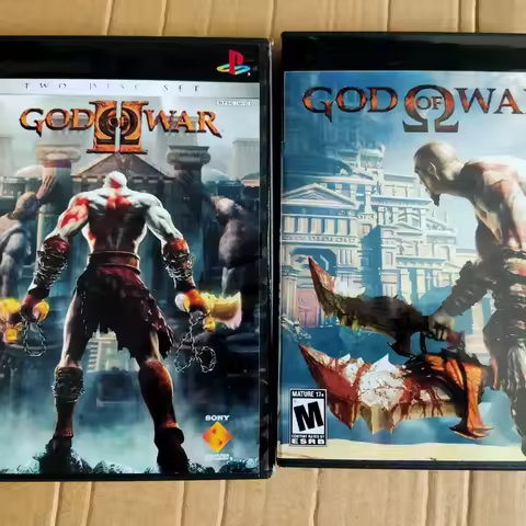 PS2 Game God of War Collection 1+2 2pcs Copy CD Action Games Disc Kratos Cosplay Machine Parts Mega 
