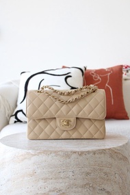 ❤️門市現貨❤️Chanel Cf23cm cf small size 米色金扣荔枝皮 米金牛