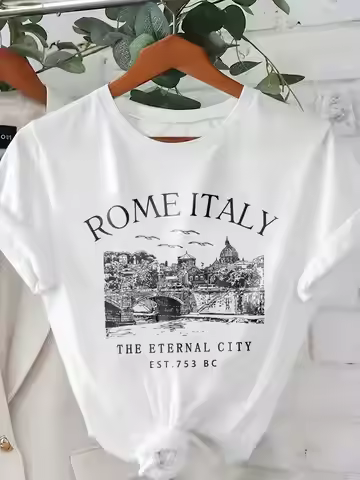 Rome Italy Shirt Italy Skyline T-shirt Women's Casual Short-sleeved T-shirt Rome Italy Eternal City 
