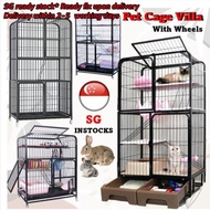 【SG STOCK】Pet Cage With Wheels Multi Level Big Cat Cage Condo House Villa/ Rabbit Cage/ Bird Parrot Cage / Chinchilla