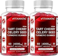 Vitamatic 2 Pack Tart Cherry with Celery Seed Gummies - 2400 mg Serving - Powerful Uric Acid Cleanse for Joint Comfort, Healthy Sleep Cycles &amp; Muscle Recovery