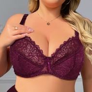PARIFAIRY Plain Floral Lace Bra for Woman Plus Size Bra with Wire no Foam Full Cup Lingerie 38D 38E 