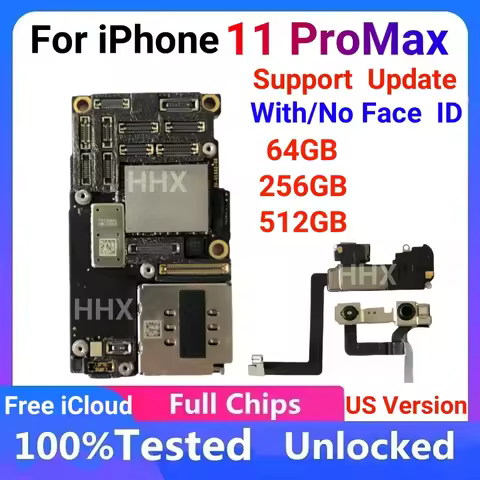 For iPhone 11 Pro Max Motherboard Full Chips Unlocked Logic Main board Clean iCloud With/No Face ID 