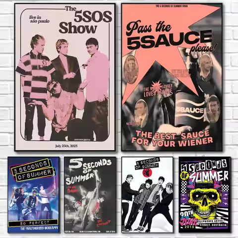 Band-d 5 Seconds Of Summer Poster Canvas painting poster with prints Home bedroom living room decora