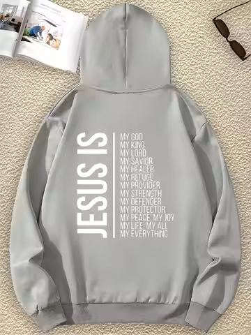 JESUS Fashion Interesting Letter Graphic Print Sweatshirt Print Pullover Hoodie For Women Casual Fas