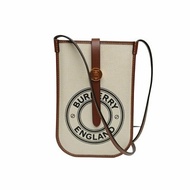 BURBERRY 米白色帆布手機包
