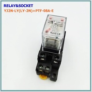 YJ2N-LY(LY-2N)&PTF-08A-E RELAY&SOCKET รีเลย์พร้อมขารีเลย์ 8ขาใหญ่ กระแส 10A 2NO 2NC COIL: 12VDC24VDC