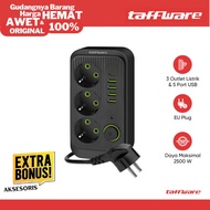 [WAREHOUSE SALE] Taffware 3 Plug 4 USB 1 USB Type C 10A 250V 2500W 2.1A Socket - QL-1074U BONUS ACCE