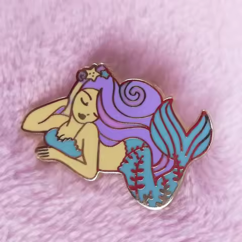 Pastel mermaid hard enamel pin pretty artwork collection