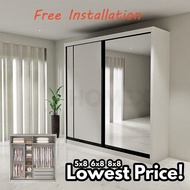 Local Shipment FREE INSTALL Almari Baju Wardrobe Sliding Door Anti-Jump Cabinet Clothes 8ft x 8ft / 6ft x 8ft / 5ft x 8ft | 8x8 6x8 5x8衣柜 衣橱