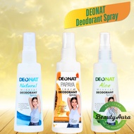 DEONAT Mineral Deodorant Spray 100ml Papaya, Natural, Aloe Vera Underarm Anti Perspiration