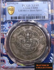 PCGS XF40 北洋34年短尾龍