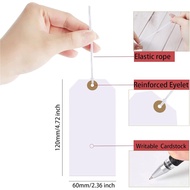 White Tags with String Attached,200 Pcs Large Marking Tags Paper Hanging Tags with Elastic Rope Atta