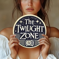 2D Flat 1pc Twilight Zone Classic Logo Wall Art - Vintage Wooden Round Sign 7.8x7.8 Inch Retro Sci-F