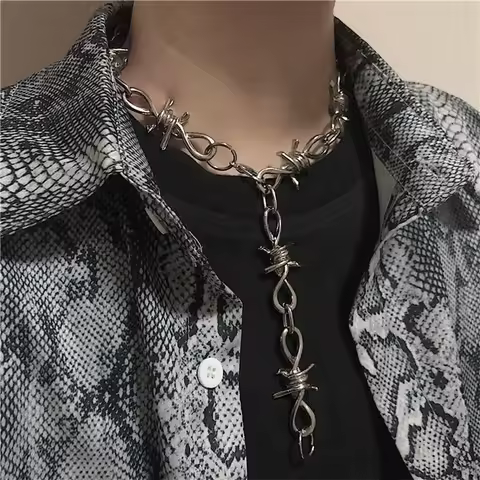 Barbed Wire Choker Necklace Grunge Vintage Punk Emo Accessory Goth