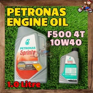 READY STOCK NEW PACKING MINYAK HITAM ENGINE OIL PETRONAS F500 4T 10W40 SN SEMI SYNTHETIC 1.0 LITRE WITH OIL FILTER