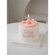唯美少女心生日蛋糕裝飾粉色草莓蠟燭插件網紅韓式ins風卡通插牌