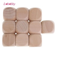 Lohobby 10PCS Naural  Blank Dice D6 30mm Game Dice for Kids DIY Decorating Games Wood