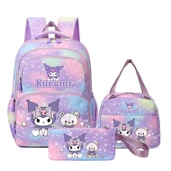 TEMU 3pcs Women's Bag Set, Ky Cat Kuromi. Big-eared Dog-themed Backpack, Wallet And Handbag, Printed