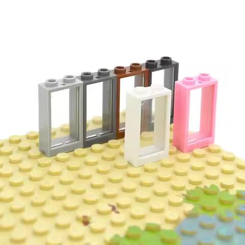 City Classic 1x2x3 Window Frame with Glass & Door Building Blocks MOC Parts Compatible with 60593 60