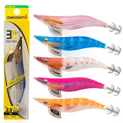 YAMASHITA Luminous Wood Shrimp EGI-OH F Squid Jig Fishing Squid Bait Sea Boat Fishing Lure 2/2.5/3/3