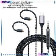 HECCEH MMCX to Type C Headphone Cable, Built In Microphone 120cm / 47.24in 4-Strand Braided Upgrade 