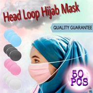 [50PCS]Adult Face Mask Hijab Mask  3 Ply Head Loop Face Mask Head Loop Headloop Mask