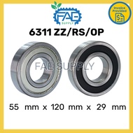 6311ZZ 6311RS 6311 Ball Bearing Deep Groove 55*120*29 mm