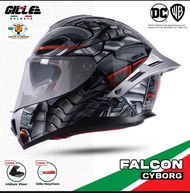 Gille 883 DC Falcon Full Face Dual Visor Double D Ring Lock Helmet w/ Free Iridium Silver Lens