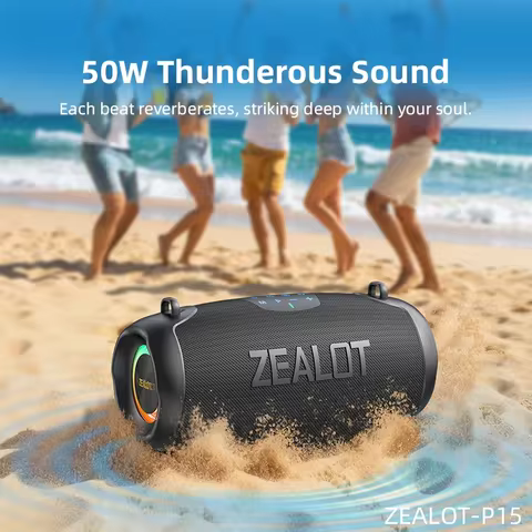 Zealot-p15 Bluetooth Speakers 50W Enhanced Bass Portable Outdoor Wireless Speaker 10Hrs IPX6 Waterpr