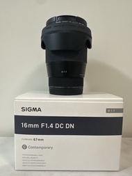 (幾乎全新) SIGMA 16mm F1.4 DC DN 鏡頭 連保護鏡