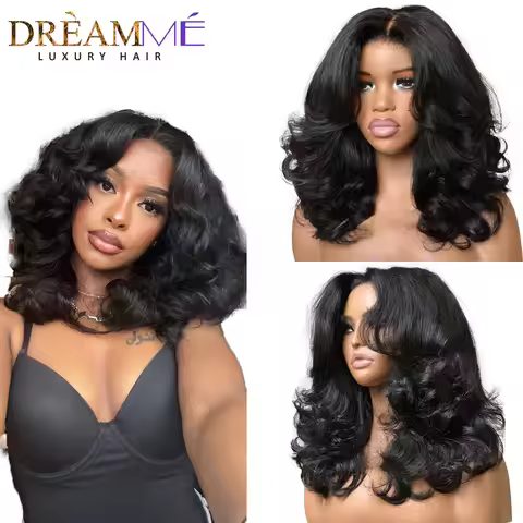 Layered Wig Yaki Body Wave 13x4 Lace Front Human Hair Wigs for Women 16-30 Inches Wear and Go Gluele