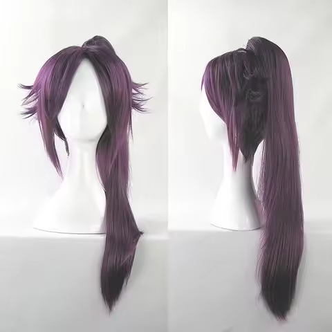 2025 yiyi Shihouin Yoruichi Cosplay Wigs High-temperature Fiber Synthetic Hair Purple Mixed Long Chi