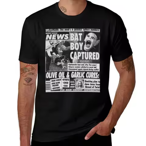 Bat boy captured bizarre odd strange enquire magazine article weekly news clone jesus T-Shirt Casual