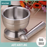 Stainless Steel Mortar and Pestle Kitchen Garlic Pugging Pot Pharmacy Bowl