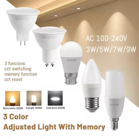 1/5/10/15/20 Pack GU10 MR16 E27 LED Bulbs 3W 5W 7W 9W Tricolor Dimmable CCT Memory Halogen Replaceme