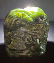 686克碧玉大雕件 新疆和田玉 和田玉 碧玉雕件 山水玉雕 山奇藝術